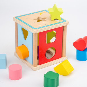 Los más vendidos juguetes de bloques clasificadores de colores y <span class=keywords><strong>forma</strong></span> de <span class=keywords><strong>cubo</strong></span> de madera Montessori para niños aprendizaje preescolar y regalo de bebé a juego - Product Image 4