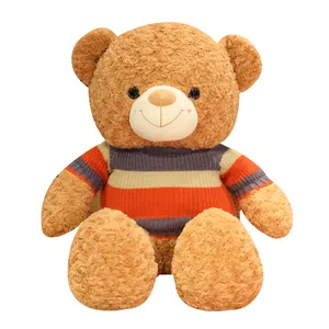 Lovable stuffed plush Sweater Teddy Bear Gift doll toy with striped knitted woollen sweater