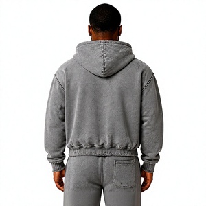 Sudadera con capucha y cremallera completa de felpa gruesa, estilo streetwear vintage, con lavado ácido y corte oversize - Product Image 2
