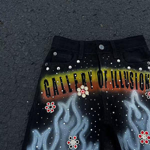 Noi due. <span class=keywords><strong>Shorts</strong></span> Duty-Free in <span class=keywords><strong>Denim</strong></span> stile retrò con strass antichi Jeans estivi a vita alta al ginocchio da uomo - Product Image 6