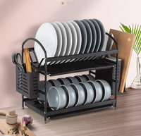 Étagère à vaisselle de cuisine moderne minimaliste multifonctionnelle en aluminium avec égouttoir pour le rangement des bols et des assiettes