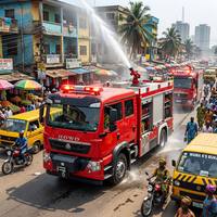 Nouveau camion de pompiers multifonctionnel diesel 4x2 robuste, système d'extinction d'incendie à mousse et eau, pompe à haute pression, certifié ISO