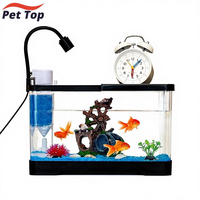 Aquarium écologique de bureau en plastique carré pour poissons et tortues, grand aquarium domestique avec système de filtration tout-en-un