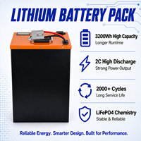 Paket Baterai LiFePO4 60V 64V 50Ah untuk Sepeda Motor Listrik dan Golf Cart, 2000 Siklus, Sel Prismatik 3.2V 25Ah Terpasang