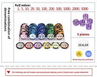 Jeu de jetons de poker écologiques en acrylique moderne pour 4 joueurs, couleurs vives mélangées, surface lisse, accessoire de jeu de table à domicile