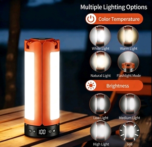 Lampe de camping portable pliable avec trépied, interface à vis 1/4 pour diffusion en direct, LED lumineuse - Product Image 5