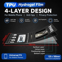 Film de protection d'écran anti-espion en hydrogel TPU, format 120x180mm, matériau pour écran de téléphone portable, vente en gros d'usine, OEM