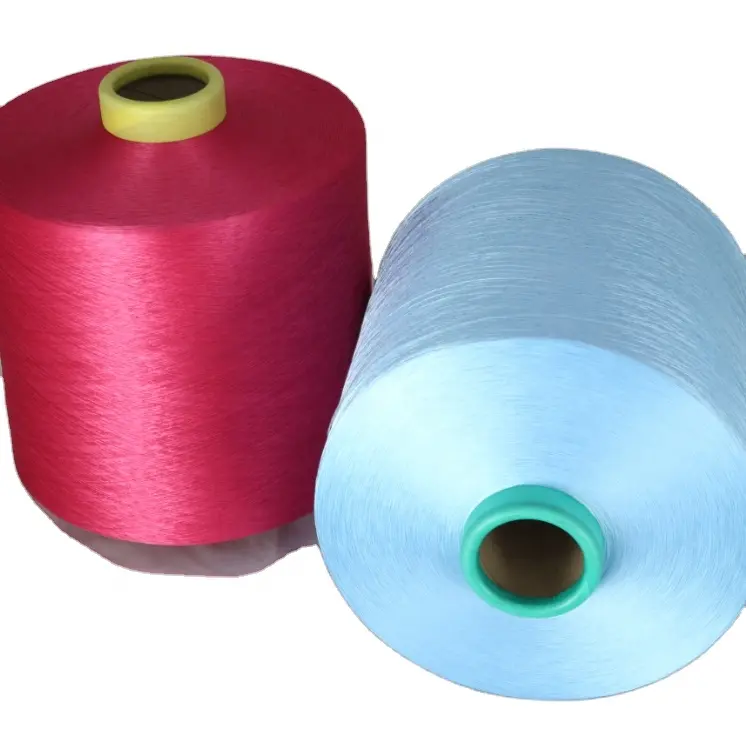 Vente en gros pas cher prix 150D 48F dty fil de teinture dope polyester extensible moyen pour chaussettes tissu