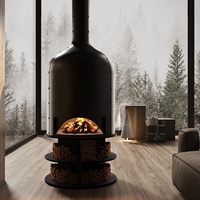 Cheminée suspendue circulaire haut de gamme personnalisée avec un design contemporain pour une utilisation en intérieur dans les maisons et les villas, brûlant du bois de chauffage