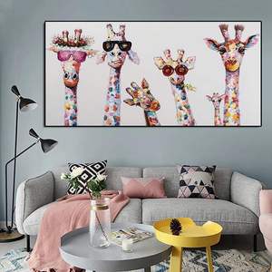 <span class=keywords><strong>Peinture</strong></span> à l'huile animale Art mural <span class=keywords><strong>Girafe</strong></span> colorée et mignonne <span class=keywords><strong>Peinture</strong></span> de famille d'animaux pour le salon <span class=keywords><strong>Peinture</strong></span> à l'huile <span class=keywords><strong>moderne</strong></span> peinte à la main - Product Image 6