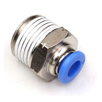 Rapid One Touch Push in pour connecter le raccord rapide PC droit pneumatique pour tuyau de 8mm + 1/4 "métrique BSPT BSPP NPT filetage métal