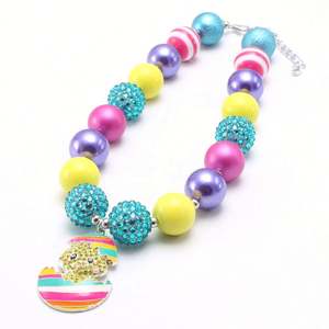 สร้อยคอเด็กรูปไข่อีสเตอร์สไตล์ยุโรปและอเมริกาชุดเพชรสร้อยคอลูกปัดสำหรับเด็กจี้การ์ตูนทำจากอัลลอย - Product Image 1