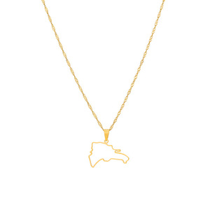 Collar con colgante de mapa de República <span class=keywords><strong>Dominicana</strong></span>, cadena de encanto de moda para mujer, marca nacional, acero inoxidable, Color dorado, regalos para niñas - Product Image 1