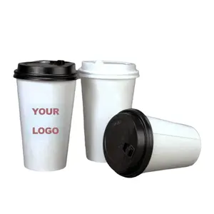 Kingwin 제조업체 퇴비 테이크웨이 핫 생분해 일회용 종이 커피 컵 맞춤형 로고 큰 종이컵