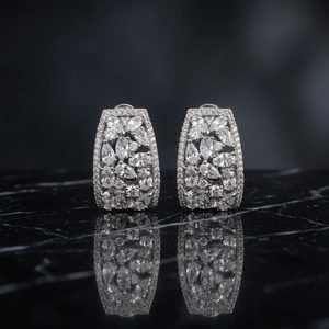 Luxury Women 925 <b>Silver</b> <b>Huggie</b> Earrings With Marquise Cut Diamond For Wedding - Product Image 3