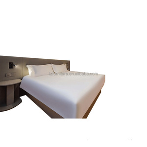 Modern Hotel King Bedroom Furniture Set MDF Wooden Bed With Integrated Upholstered <b>Headboard</b> For 3 Star Hotel Homestay Project - Product Image 2