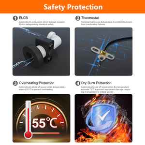 Calentador de agua eléctrico LED alto de 5500W Clase B Cuerpo de calefacción de acero inoxidable Control táctil Carcasa de plástico montada en la pared Inglés - Product Image 4