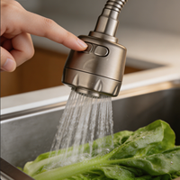 Robinet de cuisine moderne flexible en acier inoxydable SS304 avec douchette latérale, rotation à 360 degrés, robinet à col de cygne avec débit contrôlé, OEM