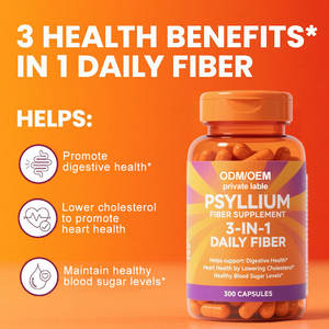 OEM/ODM 3-em-1 Suplemento Alimentar De Cápsula De Fibra Diária, Suplemento De Fibra De <span class=keywords><strong>Psyllium</strong></span> Sem Adoçantes Ou Sabores Adicionados - Product Image 3