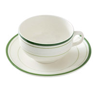 Mug à café en céramique blanche rayée personnalisé de 360 ml, design minimaliste moderne pour la maison, le café, ensemble tasse et soucoupe à latte