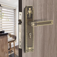 Porte en bois tout cuivre serrure de chambre vintage chambre à coucher nouveau motif éléphant chinois intérieur magnétique serrure de chambre silencieuse