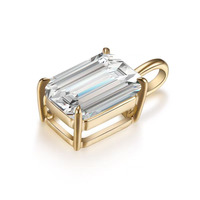 Ciondolo in Oro 18K con Diamante Coltivato in Laboratorio, Minimalista, Taglio Smeraldo a Quattro Griffe, Gioielli Raffinati da Donna, Collane alla Moda, Charm Delicato