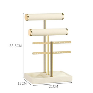 3 Tier Jewellery Stand Organiser Beige Velvet Display for Necklaces, Bracelets, <b>Earrings</b> Jewellery Box for Women with Detachable - Product Image 3
