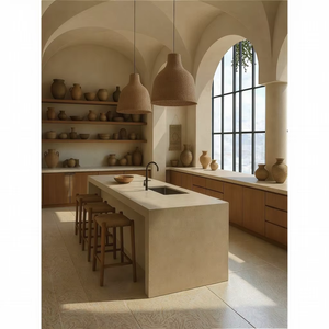 Modern Mediterranean Style Farmhouse Cabinets Kitchen Furniture Ready to Assemble Solid Wood Kitchen Cabinet for Apartments - Product Image 1