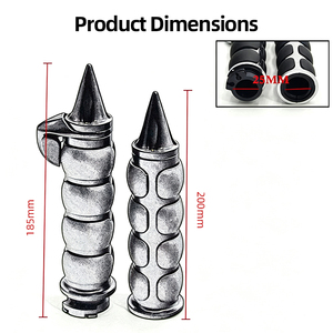 Puños de manillar de motocicleta de 25 mm con punta de púas de 4 secciones para Harley Bobber Cruiser, puños de asistencia para acelerador, negro cromado - Product Image 3