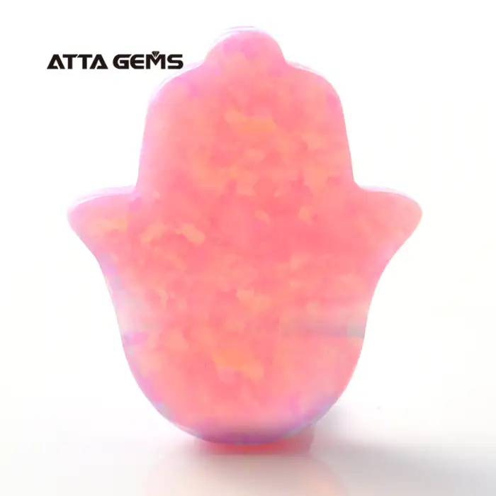 Factory Synthetic Fire Opal Hand Shape 8*10ミリメートルPink Lab Created Opal Hamsa