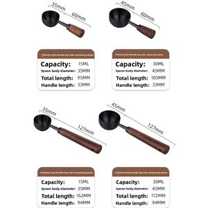 Outils de cuisson pour barista personnalisés Cuillère à mesurer le café 15ML 30ML Cuillères <span class=keywords><strong>en</strong></span> acier inoxydable avec long manche <span class=keywords><strong>en</strong></span> bois pour la préparation du café - Product Image 6