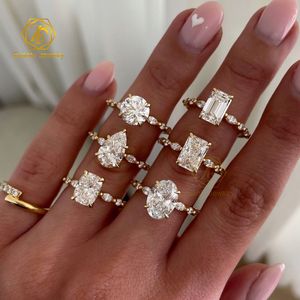 Anello di Fidanzamento da Donna in Oro Massiccio 14K 18K con Diamante Taglio a Pera Creato in Laboratorio HPHT CVD D VVS1 da 1CT 2CT 3CT Certificato IGI GIA - Product Image 3