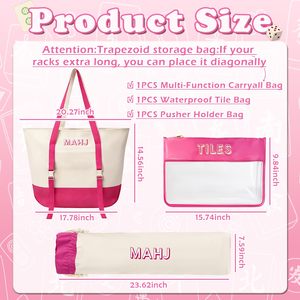 Juego de Mahjong Americano de 3 Piezas con Bolsa de Lona Bordada, Incluye Bolsa para Fichas, Soportes y Empujadores, Bolsas con Cordón - Product Image 2