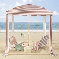 Parasol de plage pop-up portable à rayures pour le glamping, protection solaire, tente de plage, cabane de piscine, parasol moderne pour pique-niques et voyages