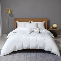 Ensemble de draps en fibre organique 3 pièces Ultra doux Respirant 100% bambou Drap housse moderne tissé Drap plat frais pour usage hôtelier