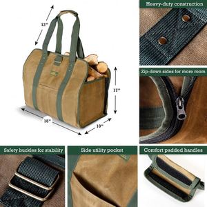 Sac de transport pour bois de chauffage de haute qualité, échantillon gratuit, pour le camping, les barbecues et les accessoires de poêle à bois, fabriqué en Oxford. - Product Image 2