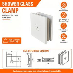 Morsetti <span class=keywords><strong>per</strong></span> Vetro in Acciaio Inox, <span class=keywords><strong>Cerniere</strong></span> <span class=keywords><strong>di</strong></span> Supporto Resistenti <span class=keywords><strong>per</strong></span> Ringhiere in Vetro Senza Telaio e Schermi Doccia - Product Image 4