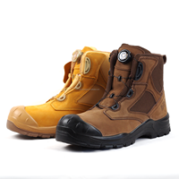 Bottes de travail montantes OEM direct usine, à laçage rotatif, embout et plaque anti-perforation en acier, semelle PU+PU, en cuir nubuck, pour l'exploitation minière