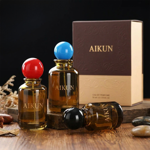 Aikun - Set de Perfume de 50 ml en Envase de Vidrio Ámbar Redondo con Logotipo Personalizado, Aroma Duradero, Caja Marrón, MOQ Bajo, Envío Rápido para Comercio Electrónico - Product Image 1