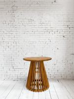 Runder Couchtisch aus Teakholz WT002 mit Japandi Minimalistischem Design Modern für Esszimmer Indonesische Herkunft Versandfertig