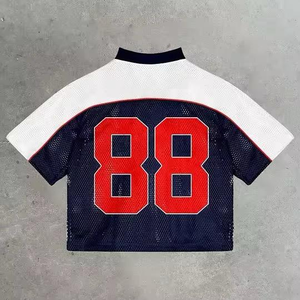 Camiseta de Fútbol Corta para Hombre, Talla Grande, Ligera, Transpirable, de Primera Calidad, Material de Malla, Logotipo Personalizado Impreso, Hombros Caídos - Product Image 3