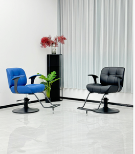 Silla de Barbero Hidráulica de Cuero Amarillo Moderna en Oferta, Silla de Peluquería Ajustable para Salón de Belleza - Product Image 2