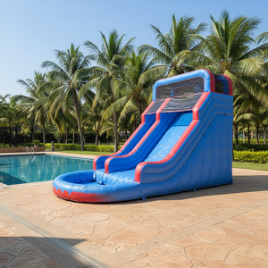 Toboggan aquatique gonflable commercial extérieur coloré à thème pour enfants et adultes, toboggan aquatique gonflable <span class=keywords><strong>avec</strong></span> <span class=keywords><strong>piscine</strong></span> pour fêtes <span class=keywords><strong>de</strong></span> plage estivales - Product Image 1