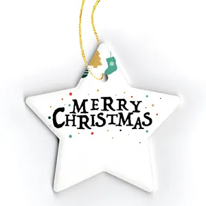 Ivy Gifts New Hot Items Snowman Decorations Blank Ceramic Christmas Star Shaped Hanging Ornaments