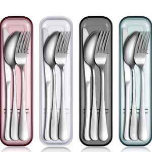 Wholesale <b>Hot</b> Sale Outdoor Travel Cutlery With Box Stainless Steel Knife Fork Spoon Flatware Set - Product Image 1