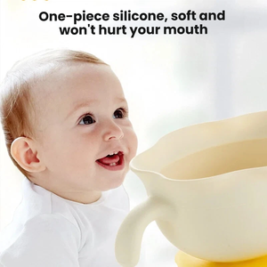 Bol d'alimentation en silicone pour enfants avec ventouse, anti-déversement, design nuage et œuf, avec poignées pour l'autonomie de l'enfant - Product Image 4