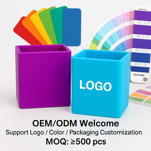 ที่ใส่ปากกาซิลิโคนแบบปรับแต่งได้ถ้วยดินสอทรงสี่เหลี่ยมปราศจากสาร BPA สามารถซักได้เก็บของได้ยืดหยุ่นสำหรับใช้แต่งหน้าในโรงเรียนสำนักงาน - Product Image 6