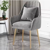 Silla de Comedor Moderna al por Mayor, Muebles de Comedor, Silla de Comedor Nórdica de Metal, Silla de Comedor de Terciopelo con Patas de Metal