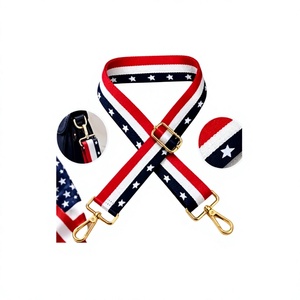 Handmade Beaded American Flag Design Purse Strap Beld Trendy Stylish Gold Hardware Rectangular Shape Textile <b>Foundation</b> for Bag - Product Image 5