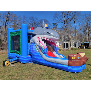 Castillo Inflable Comercial con Tobogán de Agua con Diseño de Tiburón, Castillo Inflable con Tobogán para Fiestas Infantiles de Alquiler - Product Image 3